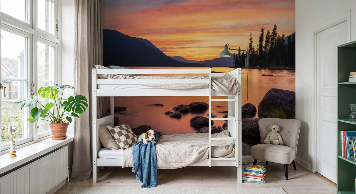Cascade Mountains Sunset Mural Wallpaper - room preview 04