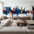 Würzburg Germany Skyline Blue & Bronze Mural Wallpaper - room preview 04