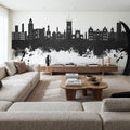 Wigan England Skyline Black & White Mural Wallpaper - room preview 04