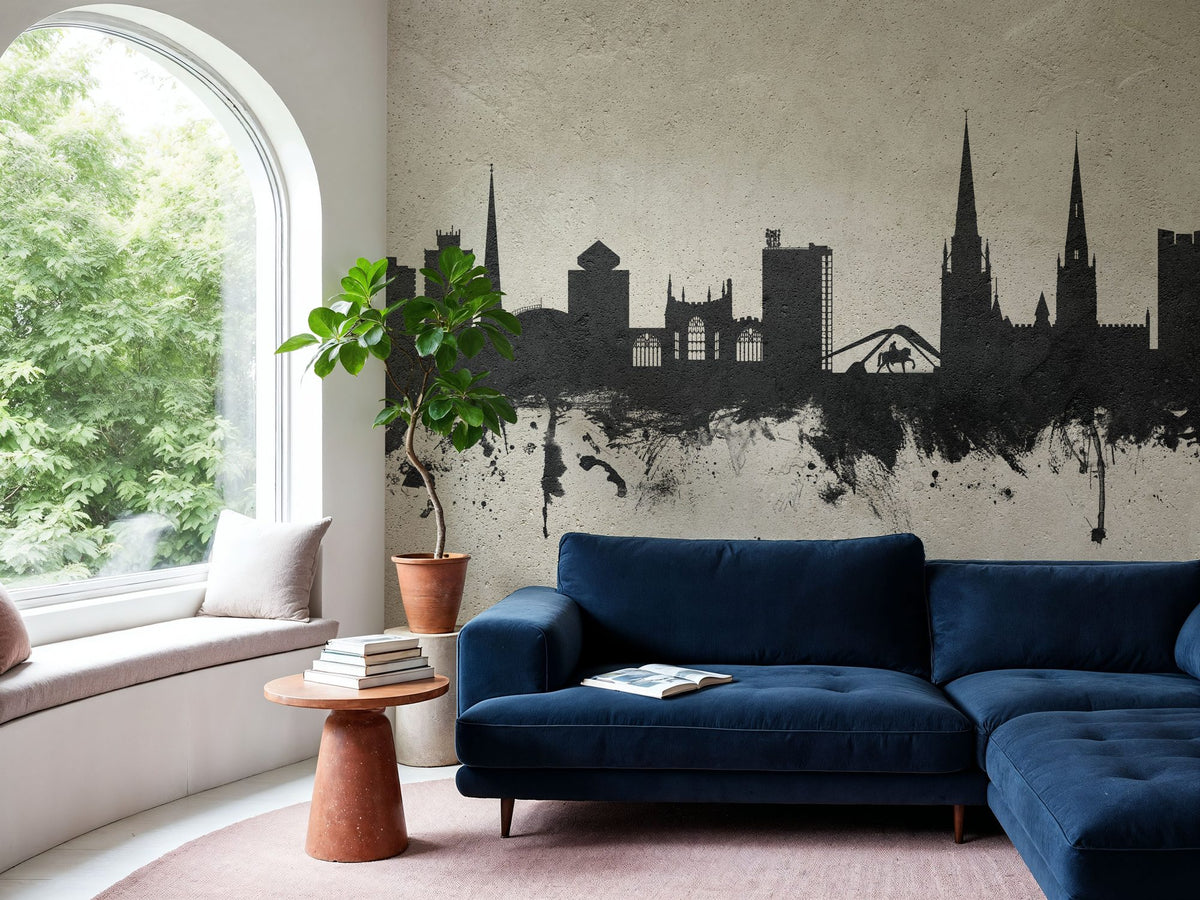 Coventry England Skyline Concrete Mural Wallpaper - room preview 04