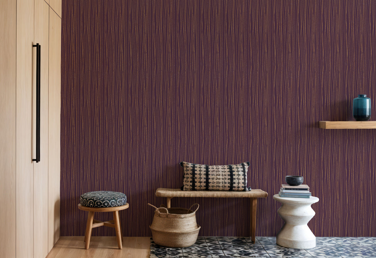 Lone Lines Purple Mural Wallpaper - room preview 04