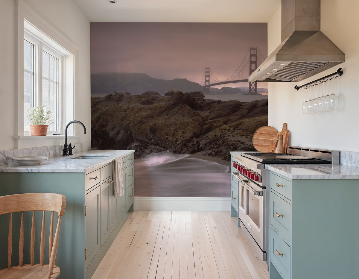Misty Harbor Bridge Mural Wallpaper - room preview 04