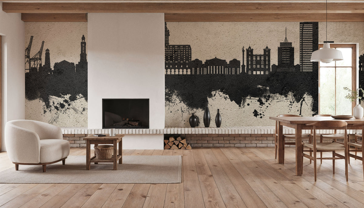 Montevideo Uruguay Skyline Concrete Mural Wallpaper - room preview 04
