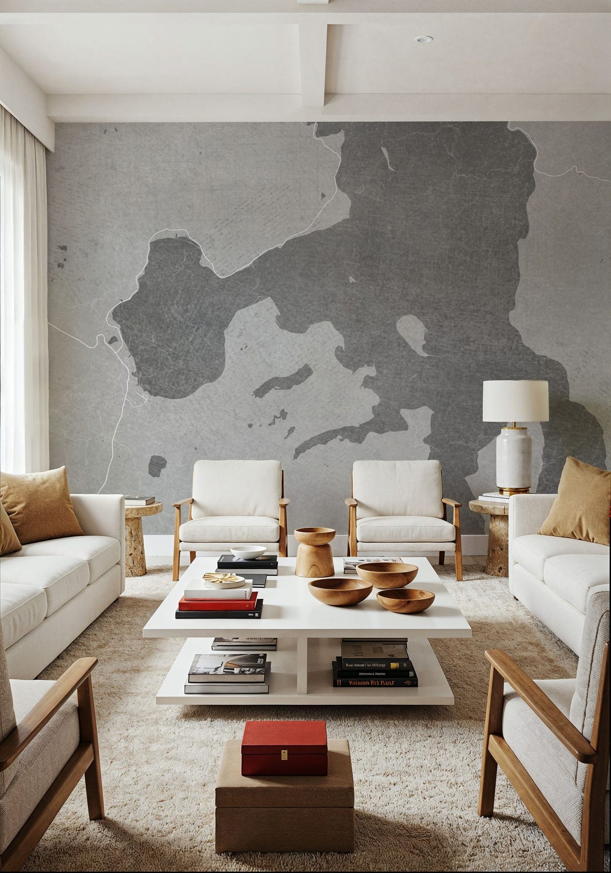 Yellowstone Lake Grey Mural Wallpaper - room preview 04