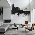 Omaha Nebraska Skyline Black & White Mural Wallpaper - room preview 04