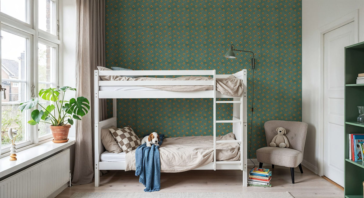 Autumn Buds Turqouise Mural Wallpaper - room preview 04