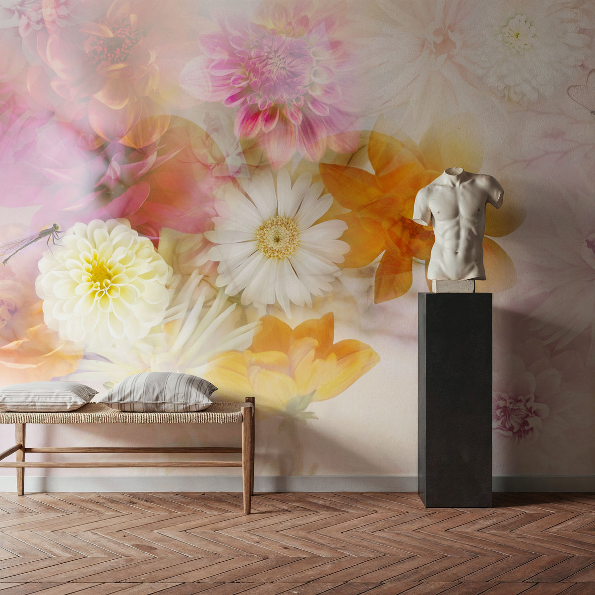 Ethereal Dahlias Mural Wallpaper - room preview 04