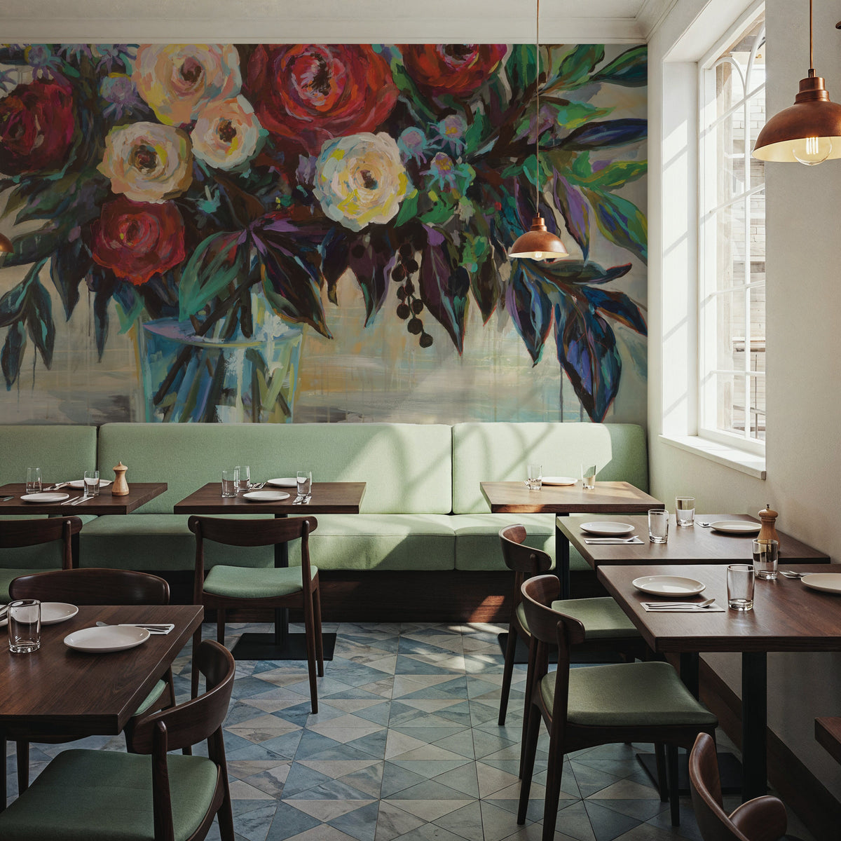 Winter Floral Mural Wallpaper - room preview 04
