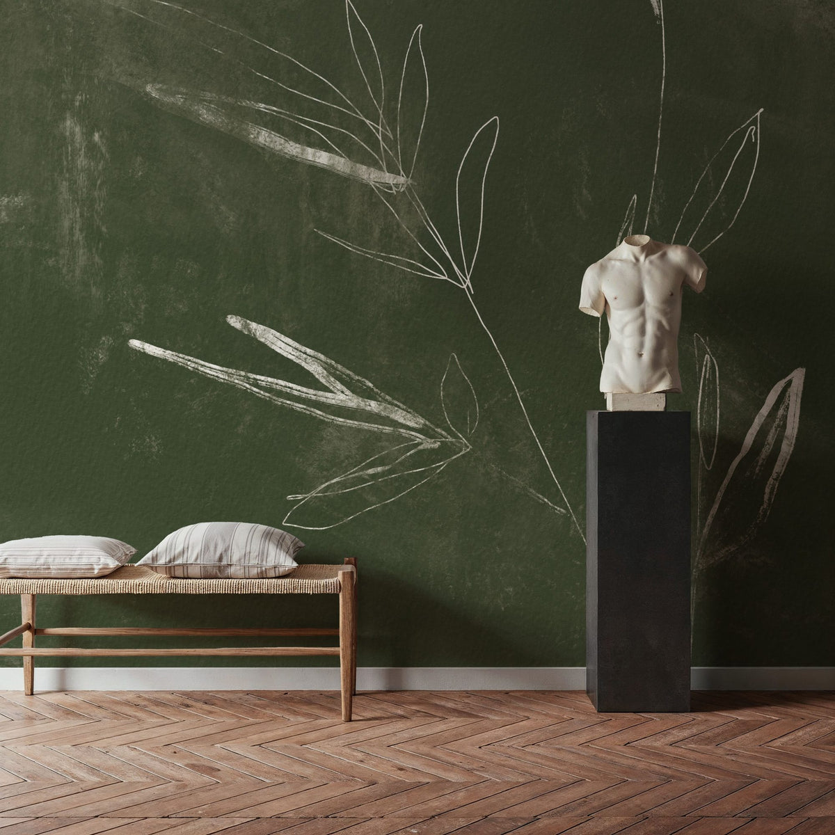 Leaf Lines II Mural Wallpaper - room preview 04