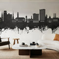Savannah Georgia Skyline Black & White Mural Wallpaper - room preview 04