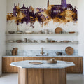 Tewkesbury England Skyline Purple & Gold Mural Wallpaper - room preview 04