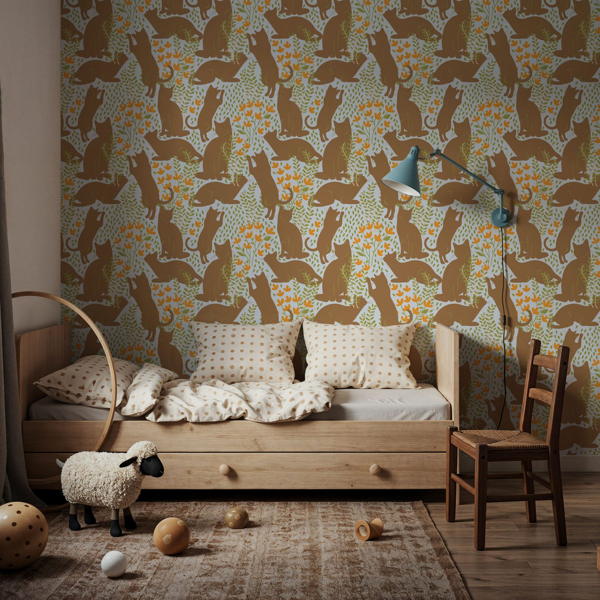 Hunters in the Garden, Sky & Beige Mural Wallpaper - room preview 04