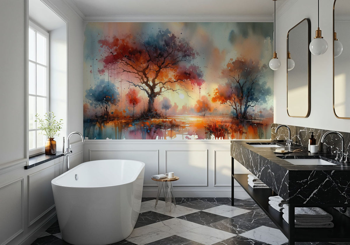 Autumn's Fiery Canopy At Dusk Mural Wallpaper - room preview 04