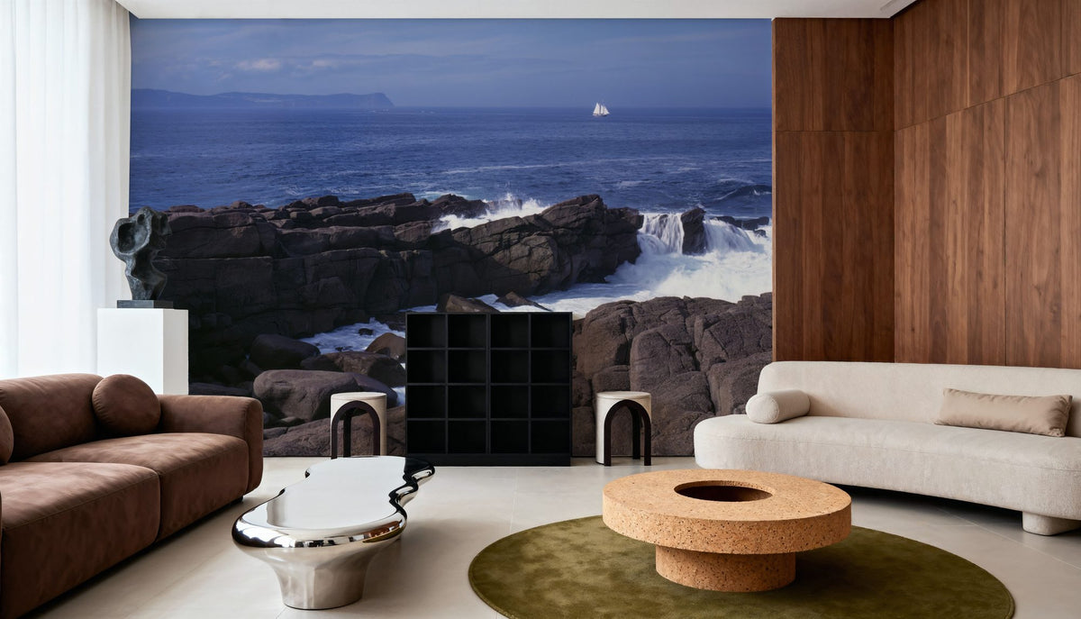Sailing the Rugged Coast Mural Wallpaper - room preview 04