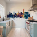 Málaga Spain Skyline Blue & Bronze Mural Wallpaper - room preview 04