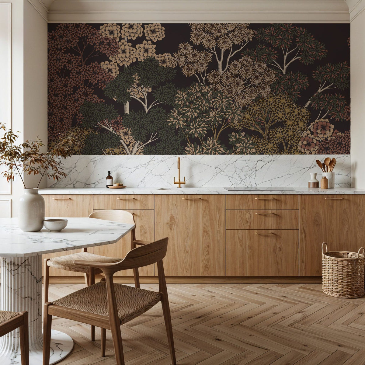 Overleaf Woodland, Cocoa Mural Wallpaper - room preview 04