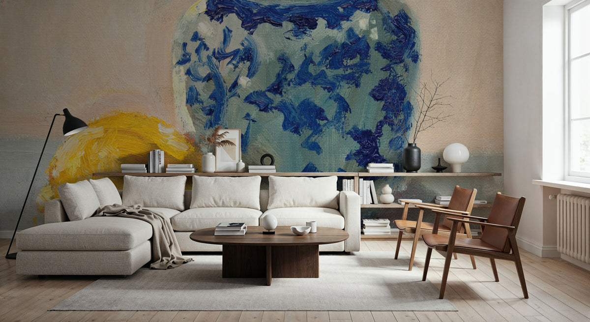 Lemon with Chinoiserie Pot Mural Wallpaper - room preview 04