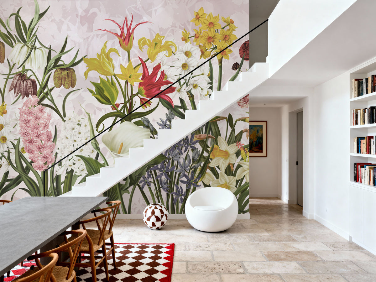 Happy Spring Flowers Mural Wallpaper - room preview 04