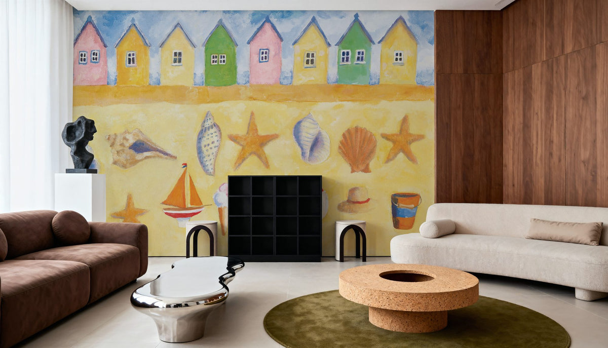 Beach Huts Mural Wallpaper - room preview 04