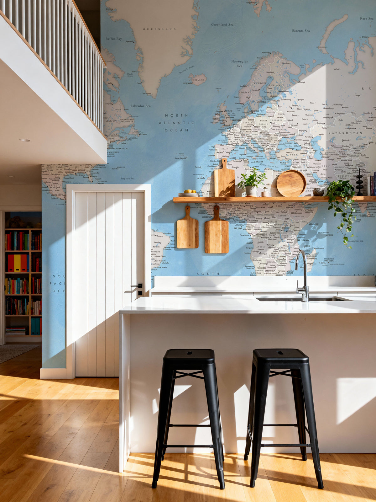 World Map Cities - Benning Mural Wallpaper - room preview 04