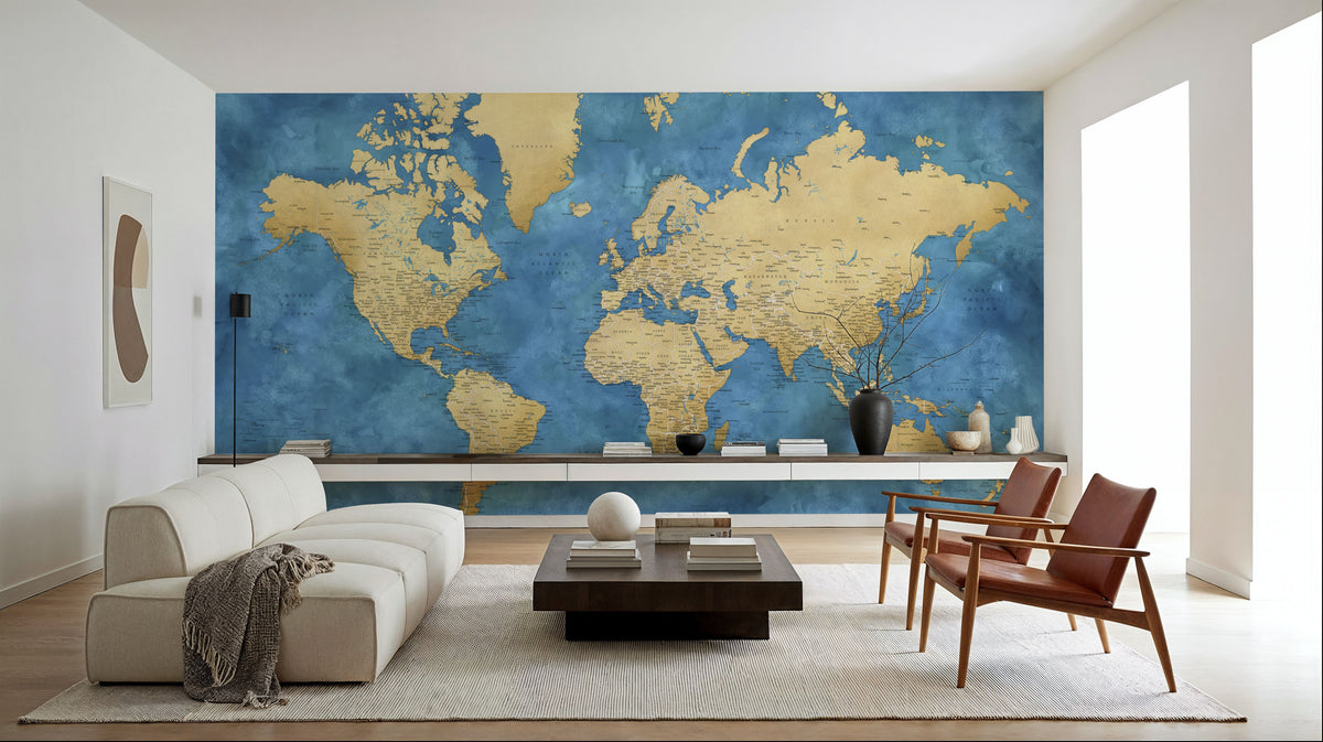 World Map Cities - Ernest Mural Wallpaper - room preview 04