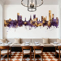 Salford England Skyline Purple & Gold Mural Wallpaper - room preview 04