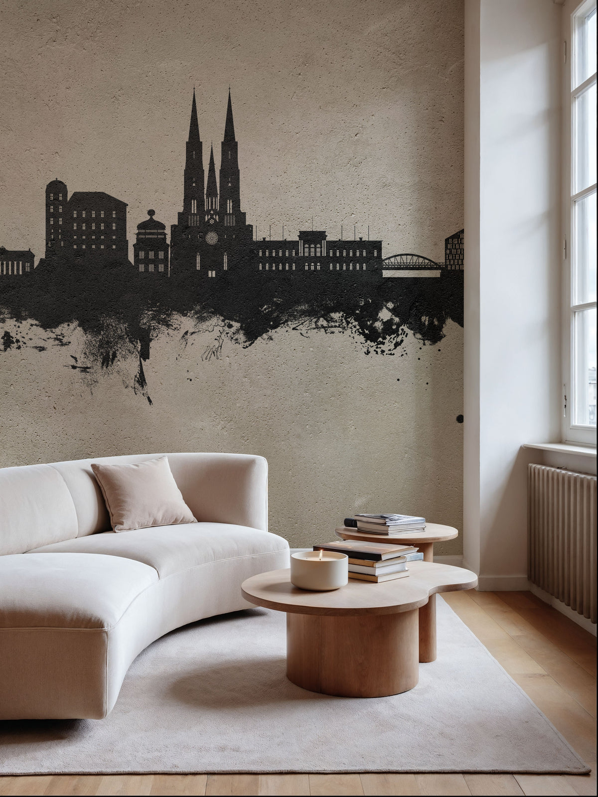 Uppsala Skyline Concrete Mural Wallpaper - room preview 04