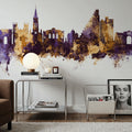 Montpellier Skyline Purple & Gold Mural Wallpaper - room preview 04