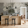 White Hydrangeas on Gray Mural Wallpaper - room preview 04