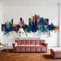 Manila Philippines Skyline Blue & Bronze Mural Wallpaper - room preview 04