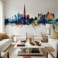 Dubai Skyline Blue & Bronze Mural Wallpaper - room preview 04