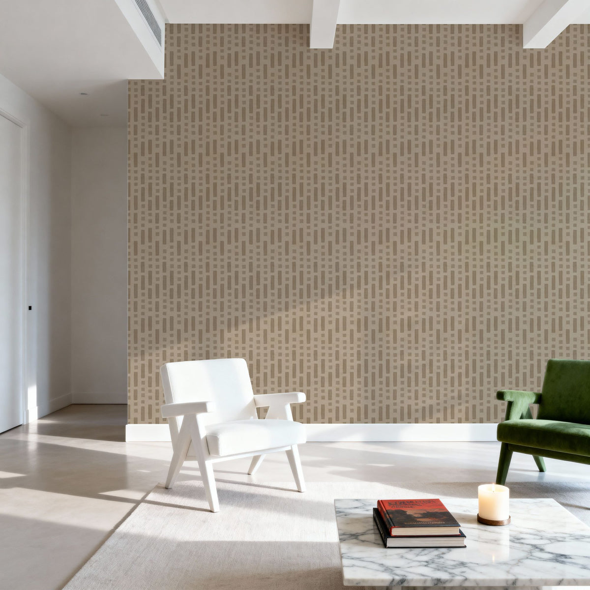 Coastal Signals Taupe Mural Wallpaper - room preview 04