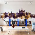 Valletta Malta Skyline Purple & Gold Mural Wallpaper - room preview 04