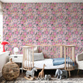 Pink Floral Fireworks Mural Wallpaper - room preview 04