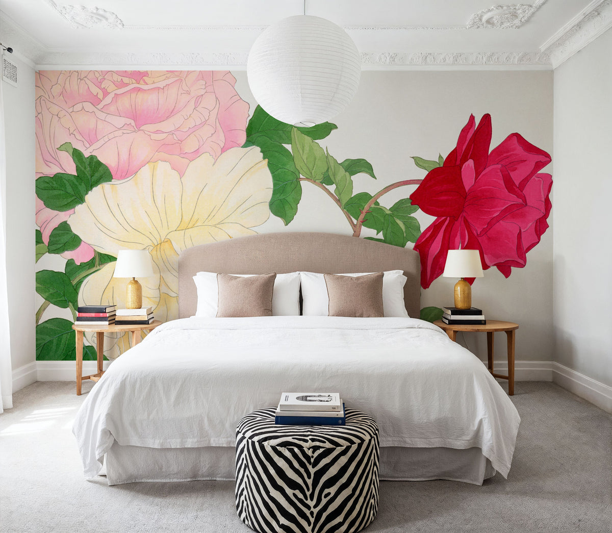 Tanigami Rose Trio Mural Wallpaper - room preview 04