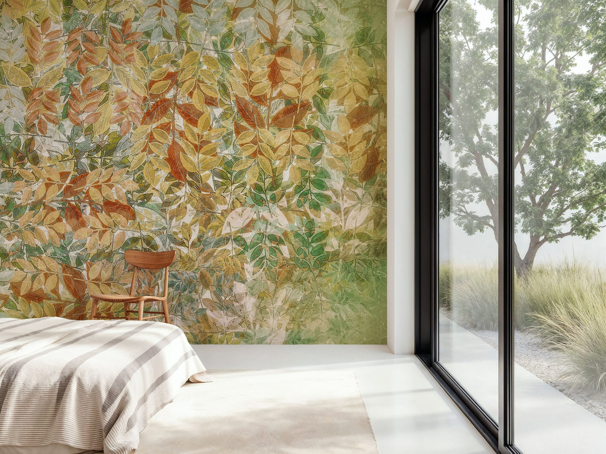 Pale Foliage Mural Wallpaper - room preview 04