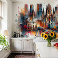 Watercolor Skyline Barcelona II Mural Wallpaper - room preview 04