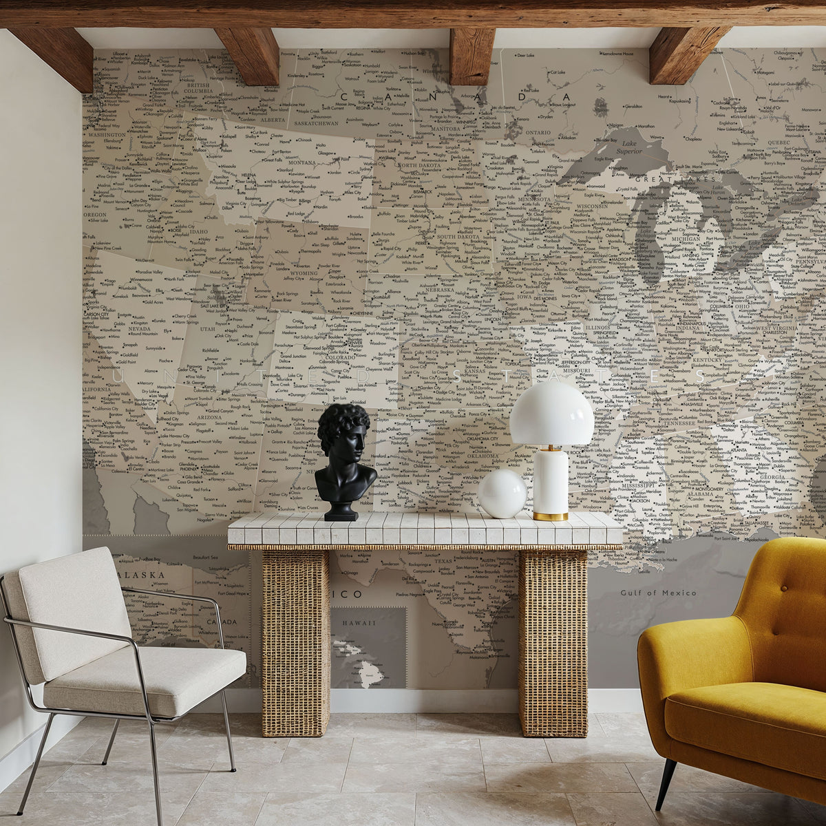 US Map Detailed - Davey Mural Wallpaper - room preview 04
