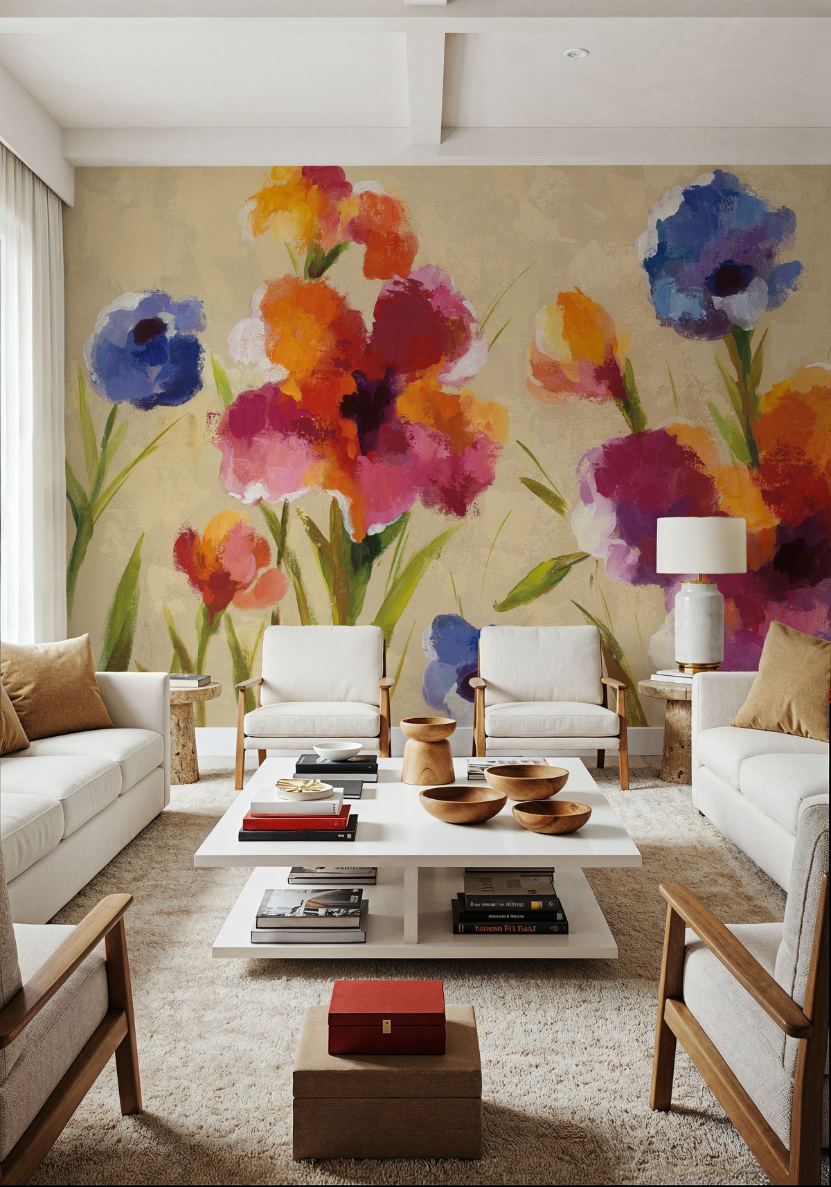 Bold Bright Flowers I Mural Wallpaper - room preview 04