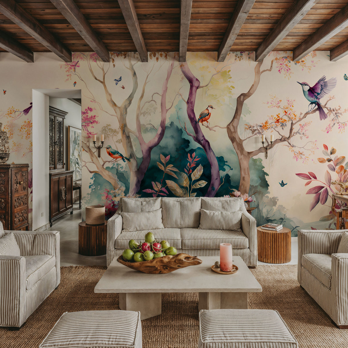 Magical Birds Mural Wallpaper - room preview 04