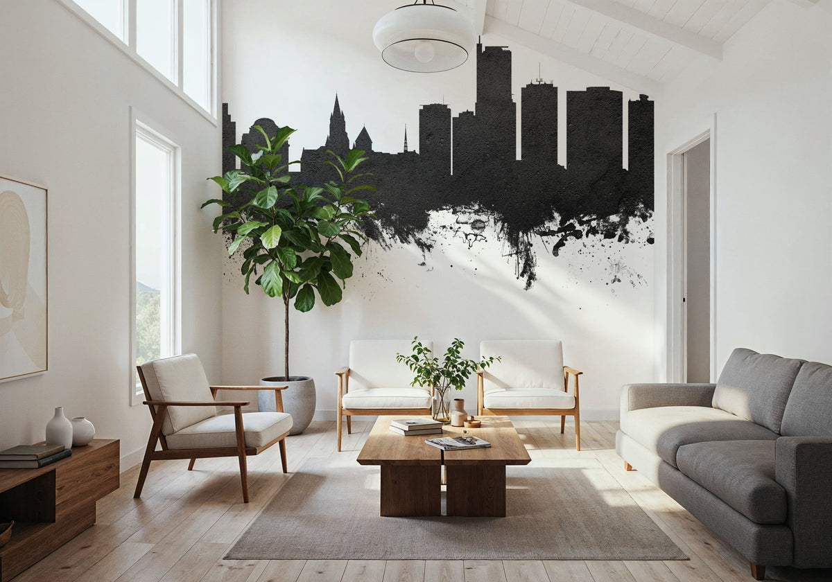 Essen Germany Skyline Black & White Mural Wallpaper - room preview 04