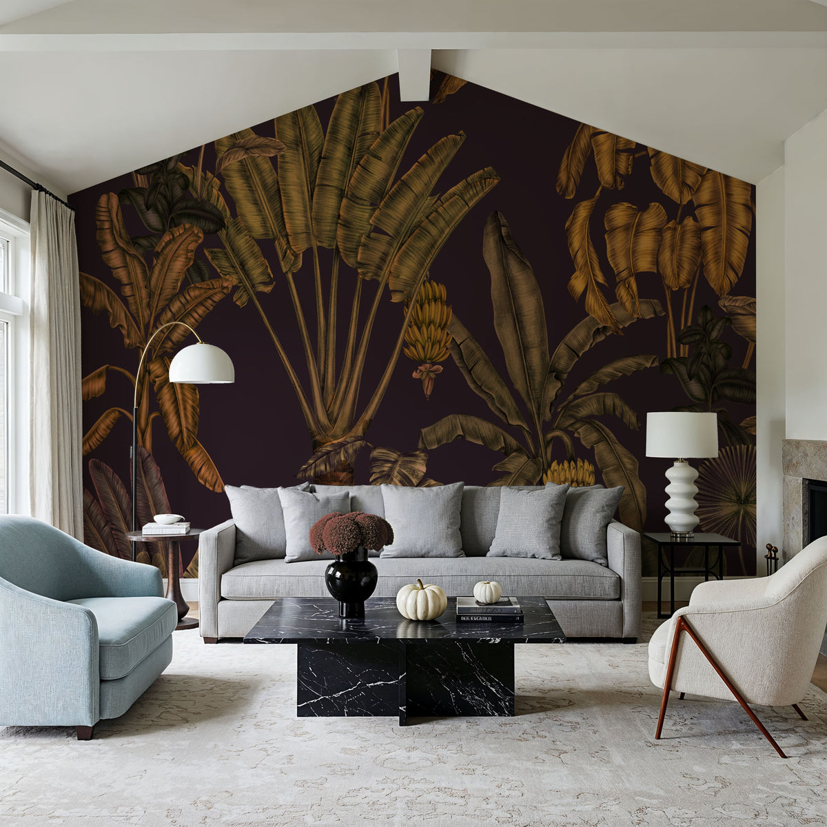 Banana Grove, Plum Mural Wallpaper - room preview 04