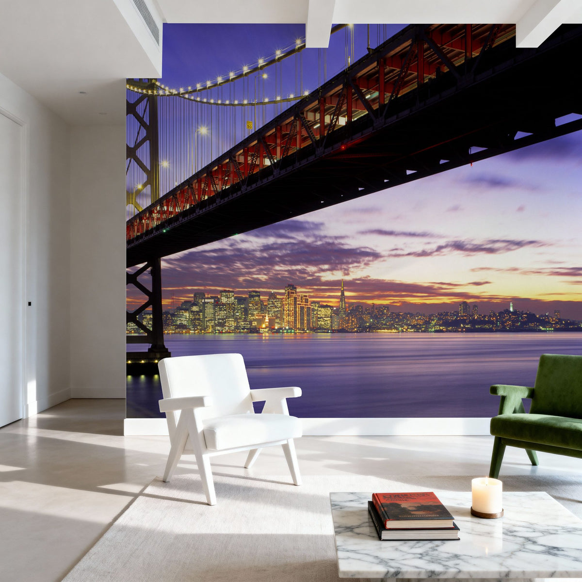 Golden Gate Twilight Mural Wallpaper - room preview 04