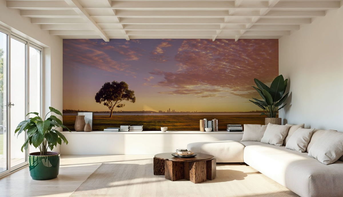 Twilight Solitude Orange Mural Wallpaper - room preview 04