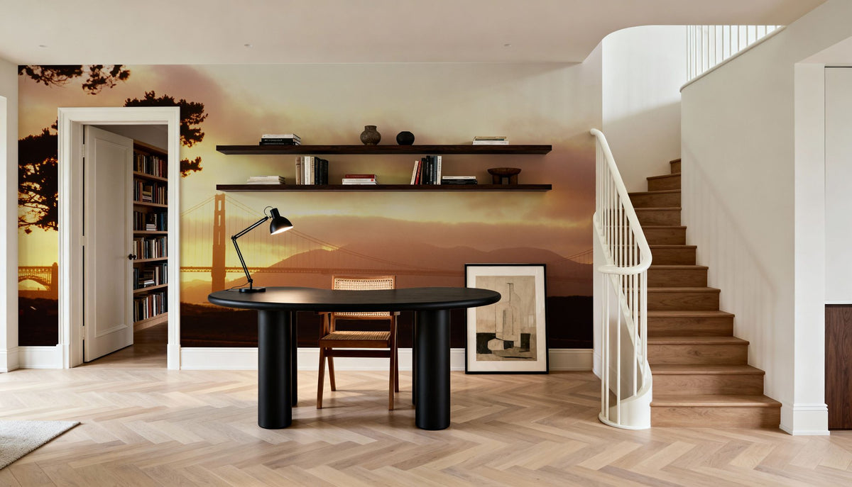 Golden Sunset Bridge Mural Wallpaper - room preview 04
