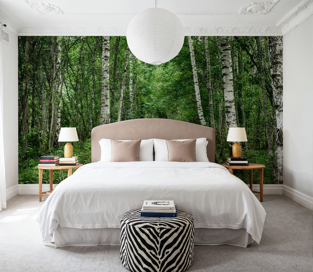 Dark Birch Forest Mural Wallpaper - room preview 04