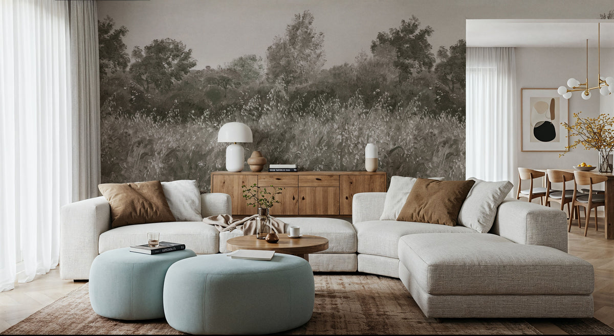 Meadow Whisper, Olive Mural Wallpaper - room preview 04