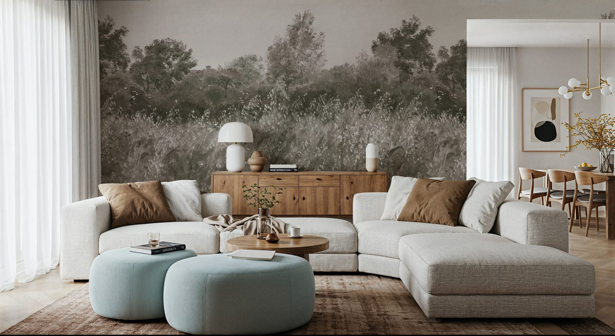 Meadow Whisper, Olive Mural Wallpaper - room preview 04