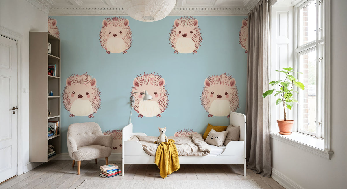 Blue Hedgehog Mural Wallpaper - room preview 04