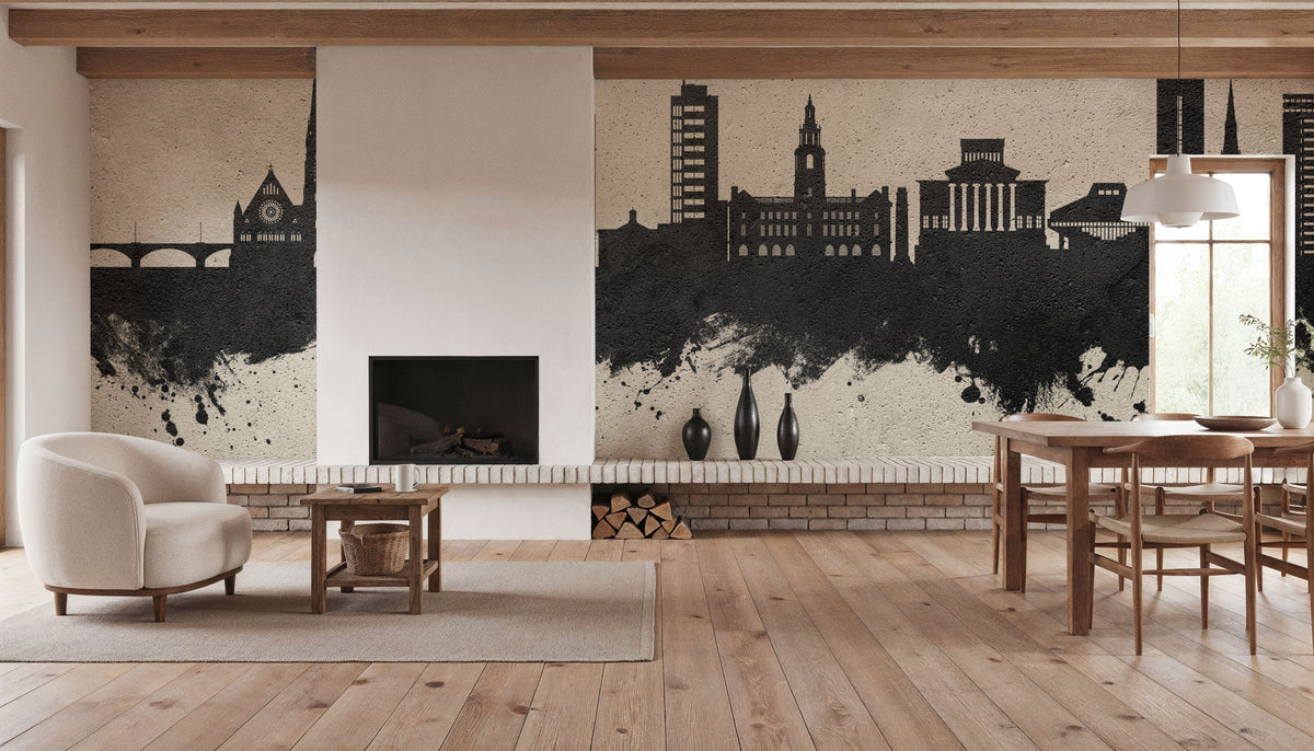 Preston England Skyline Concrete Mural Wallpaper - room preview 04